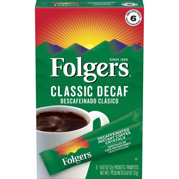 

Folgers Classic Decaf Instant Coffee Crystals Kopi Decaffeinated USA