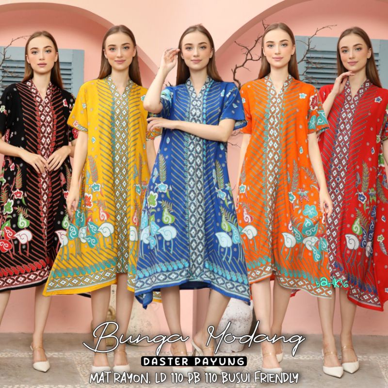 (Jessa) baju tidur daster payung busui bunga Modang midi Fina Classic Batik Halus bahan rayon