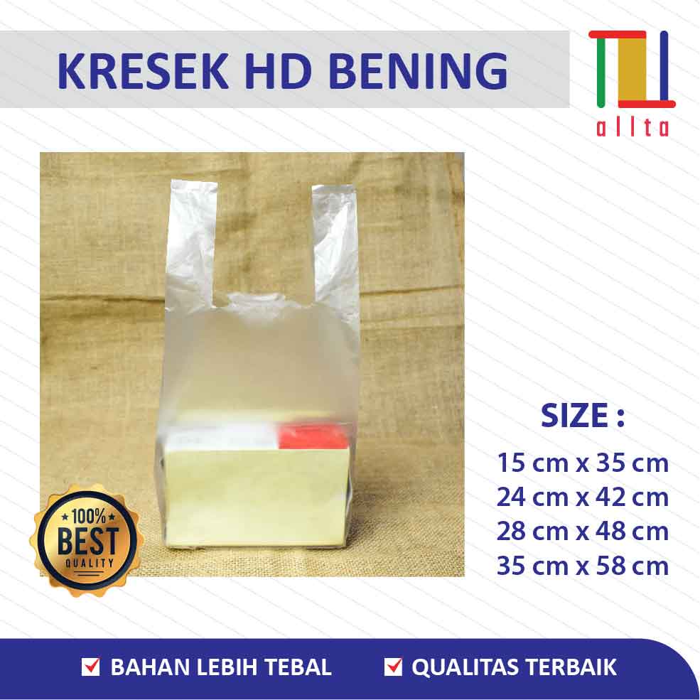 

Kresek HD bening / Kantong Tenteng 35X58 HD BENING (50 PCS)