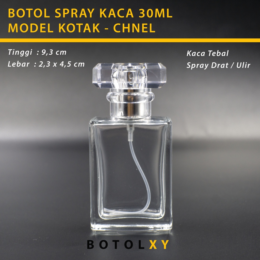 Botol Parfum 30ml Spray - Kaca Tebal Refillable Minyak Wangi - Chnel