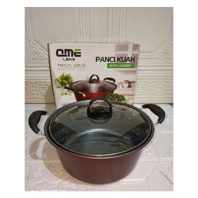 Panci Kuah QME 24cm Tutup Kaca / Panci Serbaguna 24cm / Panci Sup Anti Lengket