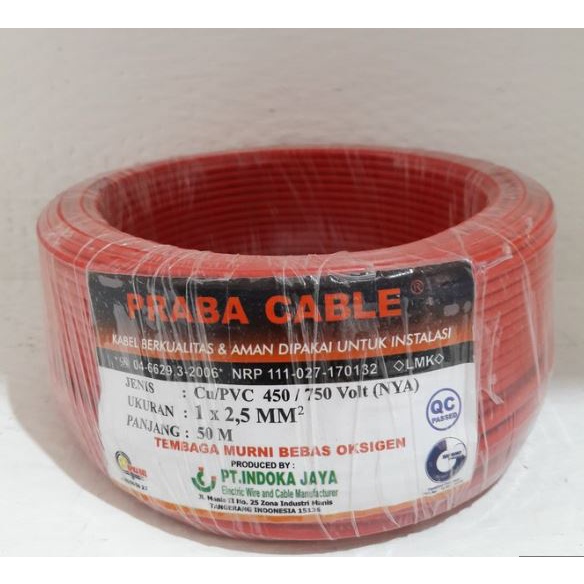 Kabel NYA 2,5mm Praba 50 meter /Instalasi/Tembaga/ NJA