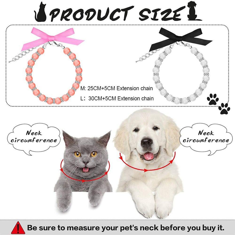 Solighter 2PCS Pet Mutiara Kerah Fashion Kucing Perlengkapan Produk Hewan Peliharaan Adjustable Bow Dog Bell