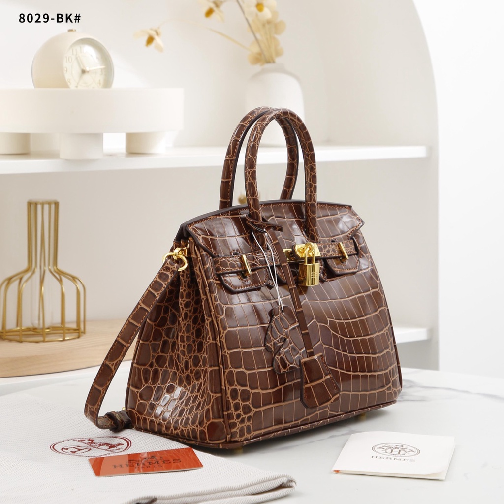 25 Gold Hardware Croco Bag 8029-BK