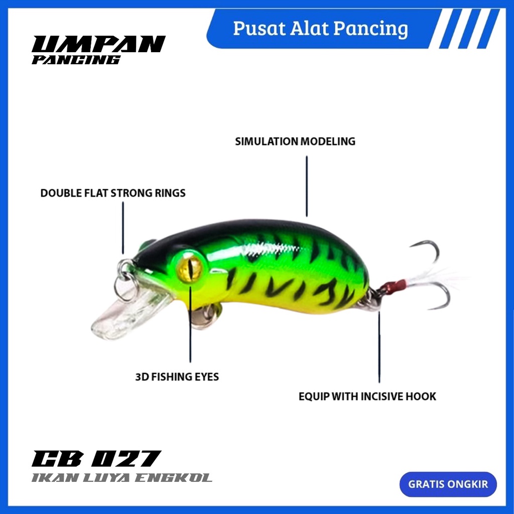 Umpan Pancing Ikan CB027 Umpan Pancing Luya Engkol 6Cm 10G Batu Tenggelam dengan Kait Bulu Umpan Keras Umpan Crank Simulasi Alat Putar Imitasi