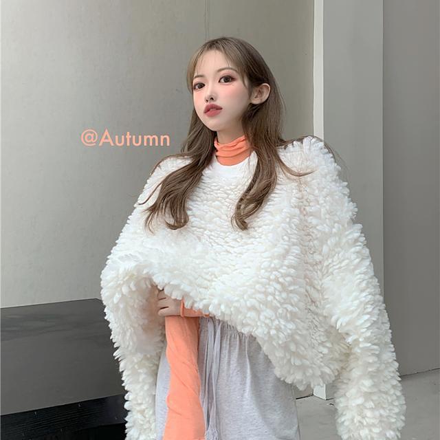 Suhao Hoodless Sweater Wanita In Trendi Setelan Dua Potong Longgar Menebal All-Match Leher Bulat Pullover Kain Wol Jaket top