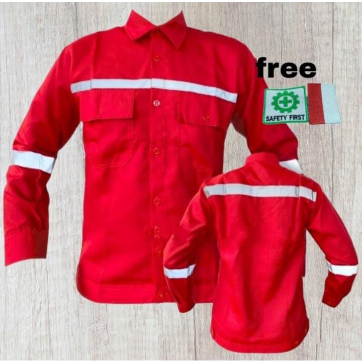 GROSIR Kemeja Safety Panjang Baju Seragam Kerja Pria Atasan Wearpack Lapangan