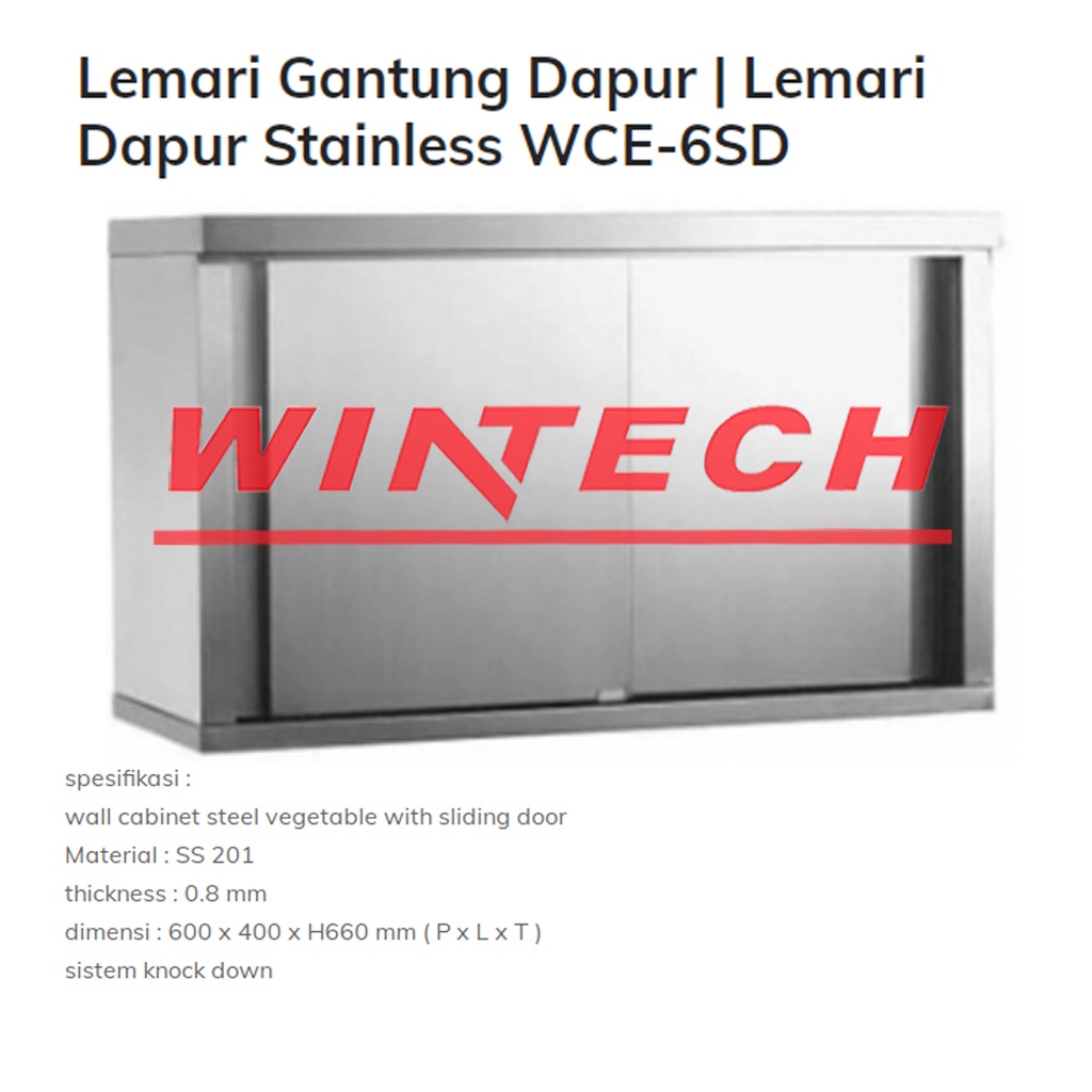 Jual Wce 6sd Lemari Gantung Dapur 2 Pintu Lemari Dapur Stainless Stel