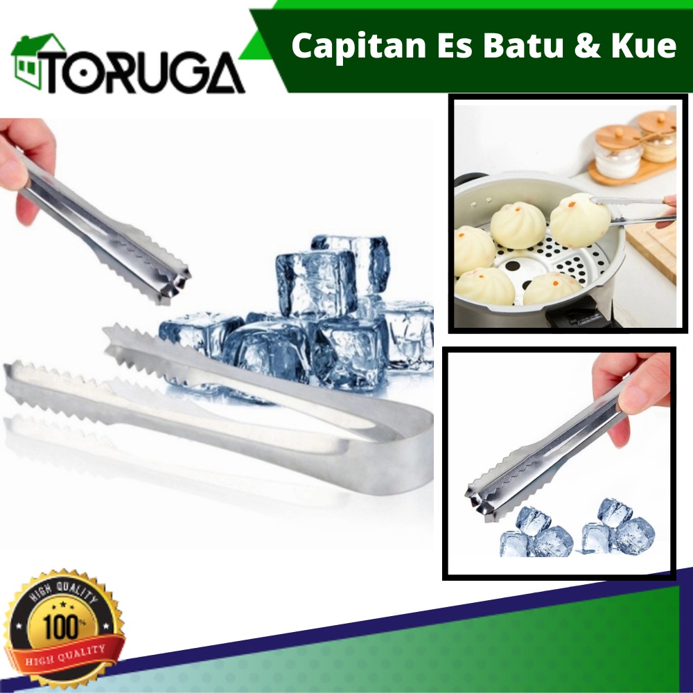 Capitan Es Batu Kue Penjepit Makanan Stainless Serbaguna