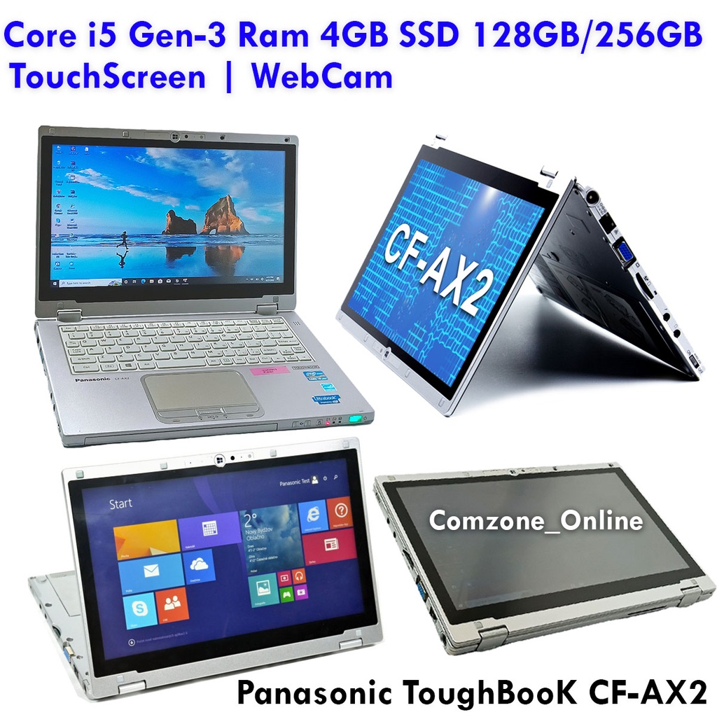 Laptop Bekas Panasonic ToughBooK CF-AX2 i5 Gen 3 TouchScreen Ram 4GB SSD 256GB 128GB nbp1
