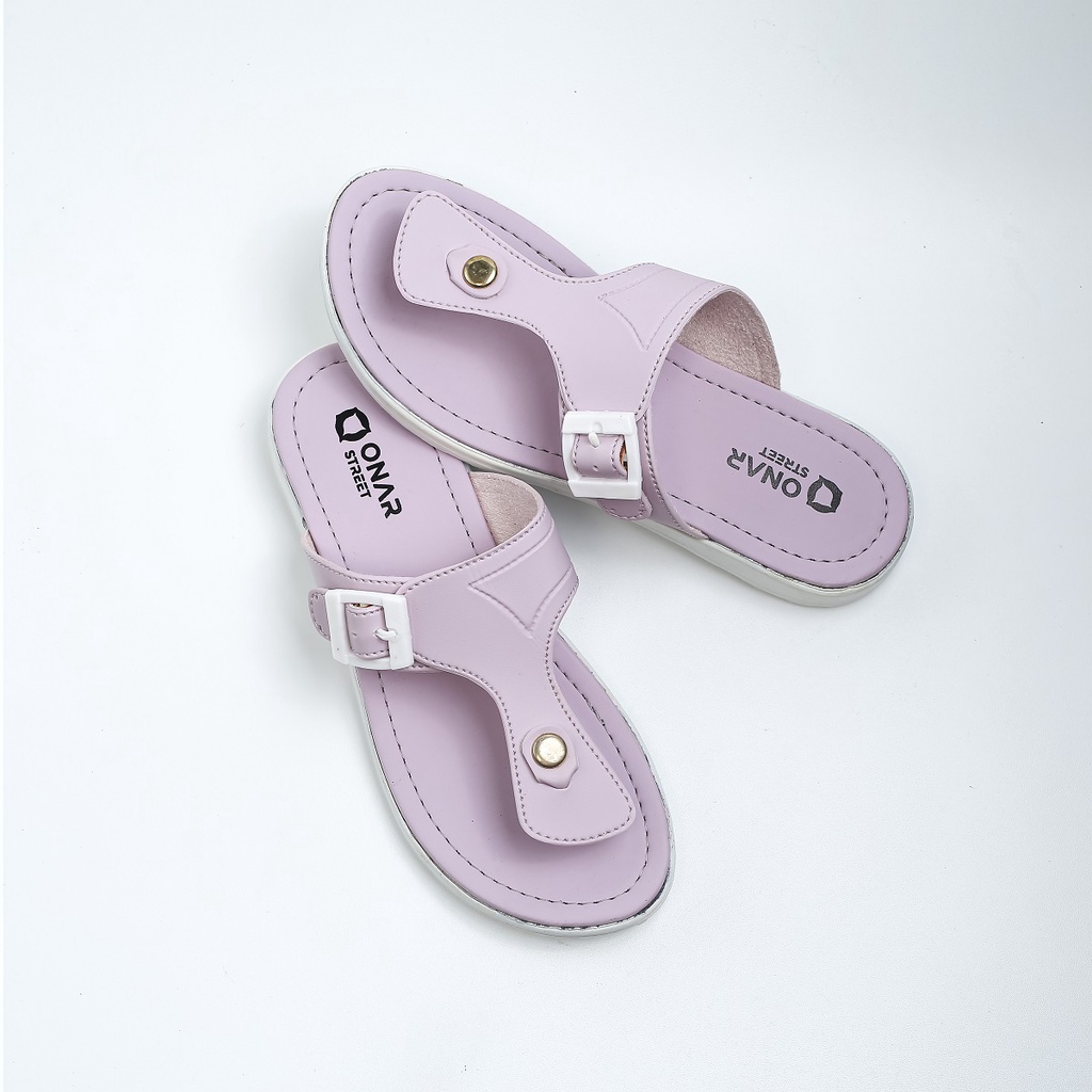 Sandal cewek kekinian terbaru sendal japit wanita slop jepit casual karet kulit dewasa murah