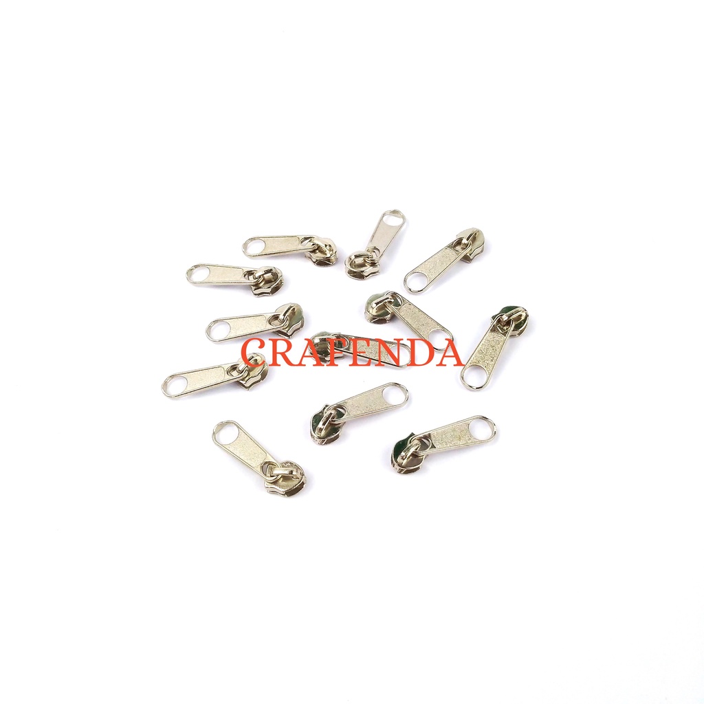 Kepala Resleting No. 3 Polos Besi Nikel