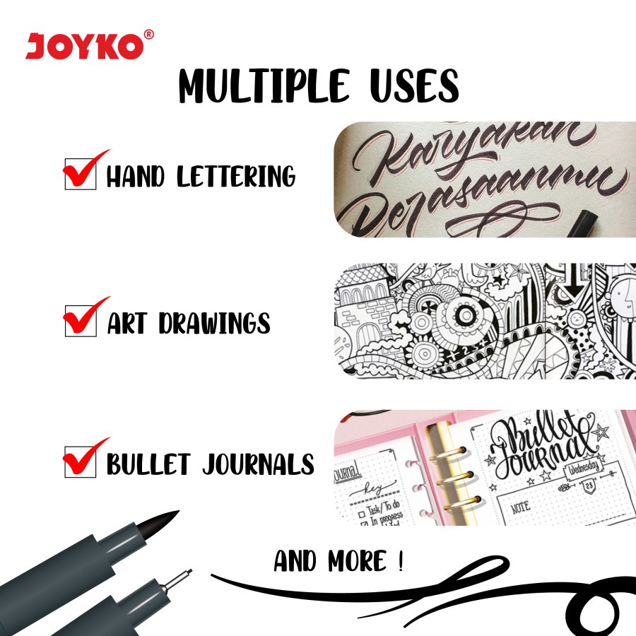 Drawing Pen Satuan Joyko DP-298 Hitam / Pena Gambar Waterproof Pigment Ink