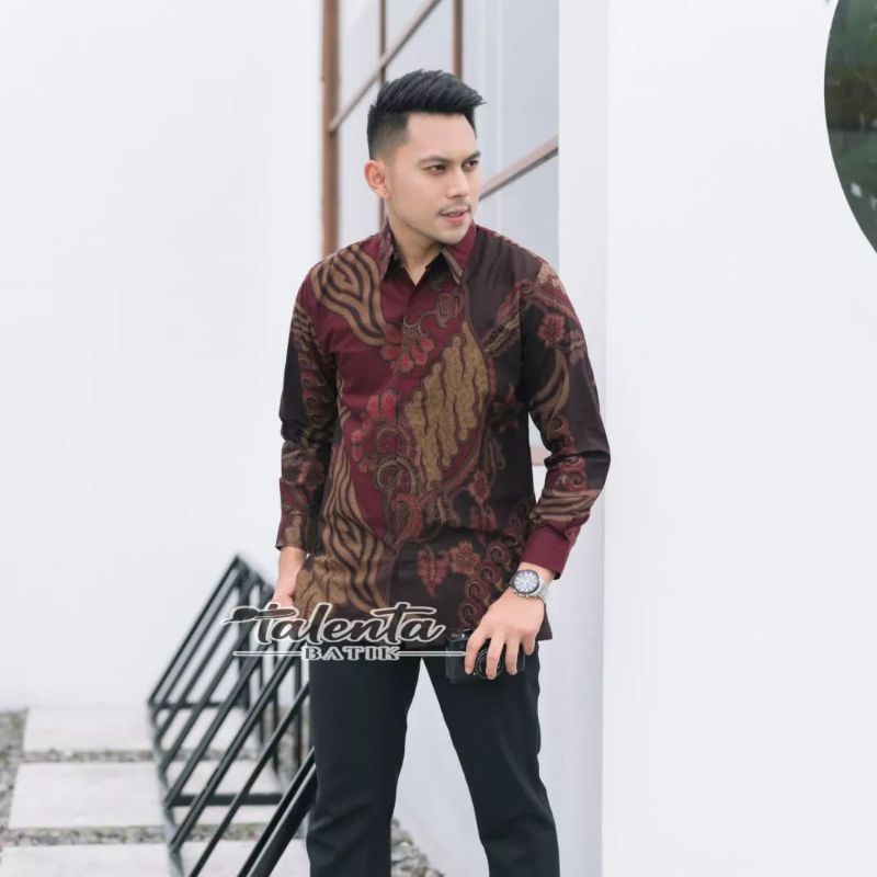 Batik Pria Lengan Panjang  Pria Bahan Baturaden Premium/  Batik Pria Mewah /Batik Laki-Laki tangan p