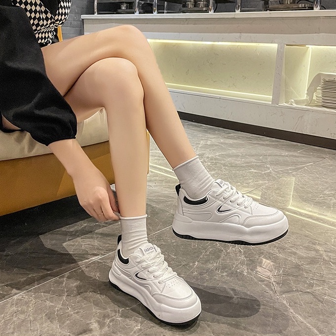Sepatu Sneakers Wanita Tali Fashion Style Korea Cewek Sport Shoes Casual Kulit Sintetis Free Box Azgalery SPT-15