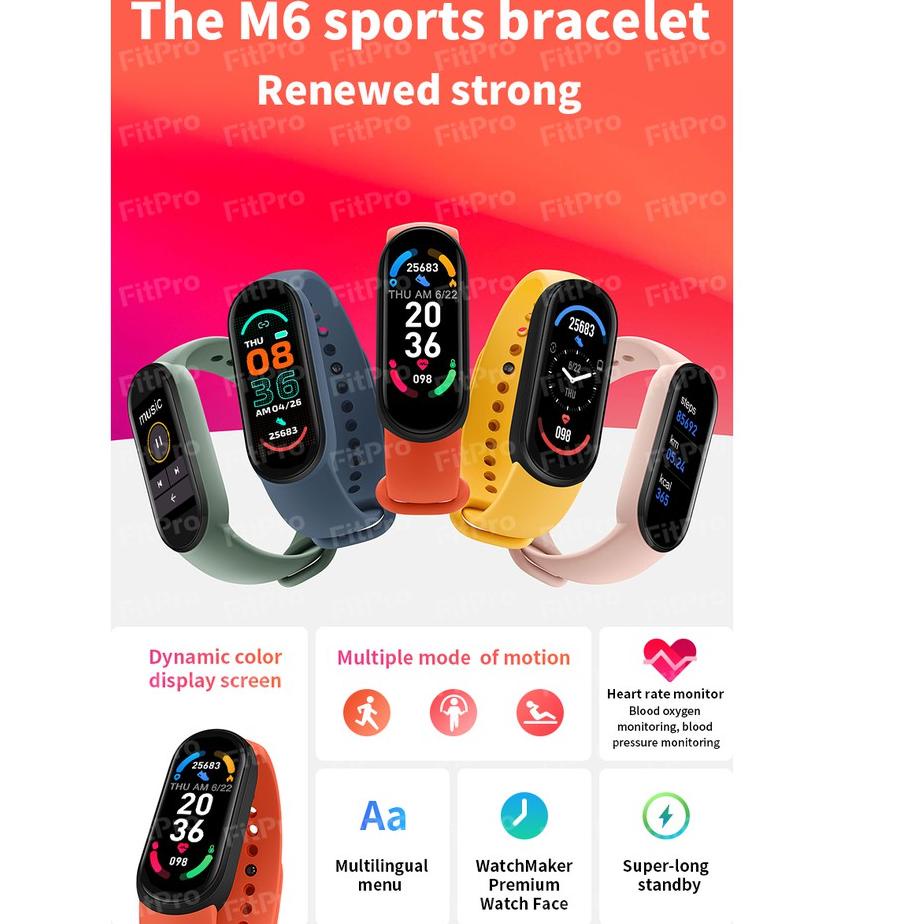 Recomended Smartwatch M6 Smart Bracelet M6 Smartband M6 Smartwatch Jam Kesehatan Gelang Kesehatan