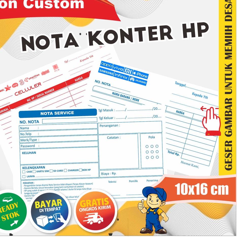 

(I-5O♥) Nota Konter Hp - Servis, Pulsa dan Penjualan 2 ply Rangkap amanah