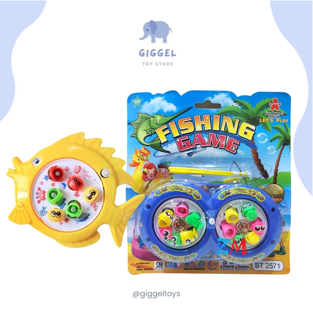 [ Giggel ] Mainan Pancingan Ikan / Mini Fishing Game / Kolam Pancingan Magnet Putar / Pancingan Ikan 2 Kolam