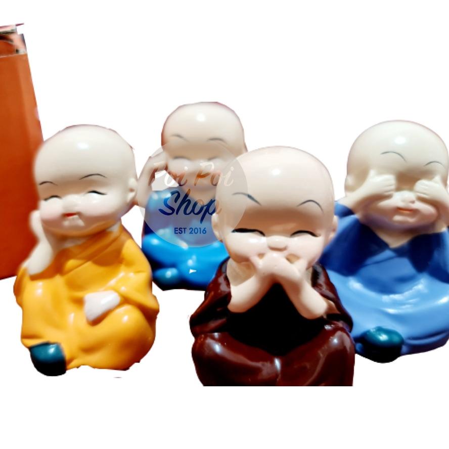 Terlaku.. Pajangan Dashboard Mobil Boneka Patung Shaolin isi 4 per set Biksu Figure Monk Lucu Dashbo