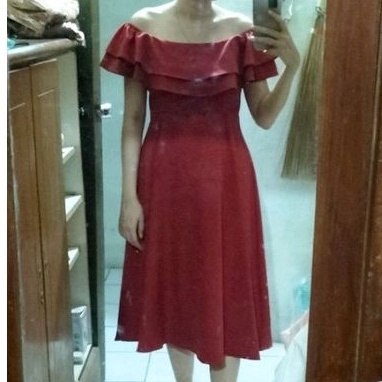 Sabrina maroon Dress party midi