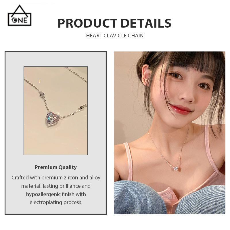 COD❤️Kalung Cinta Berlian Korea Fashion Sederhana Gaya Aksesoris Wanita-A.one