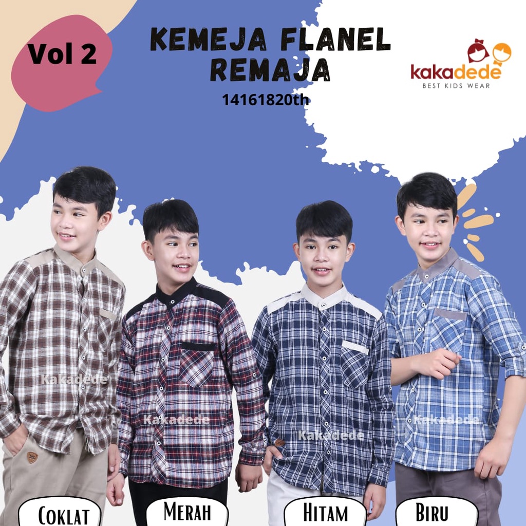 Kemeja Flanel Remeja By Kakadede, kemeja anak laki flanel usia 14-20 Tahun