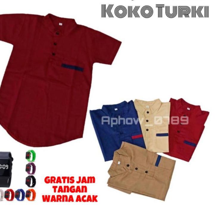 SALE✅Baju koko anak laki laki usia 3-12 tahun baju koko turki kurta gratis jam tangan led|SQ1