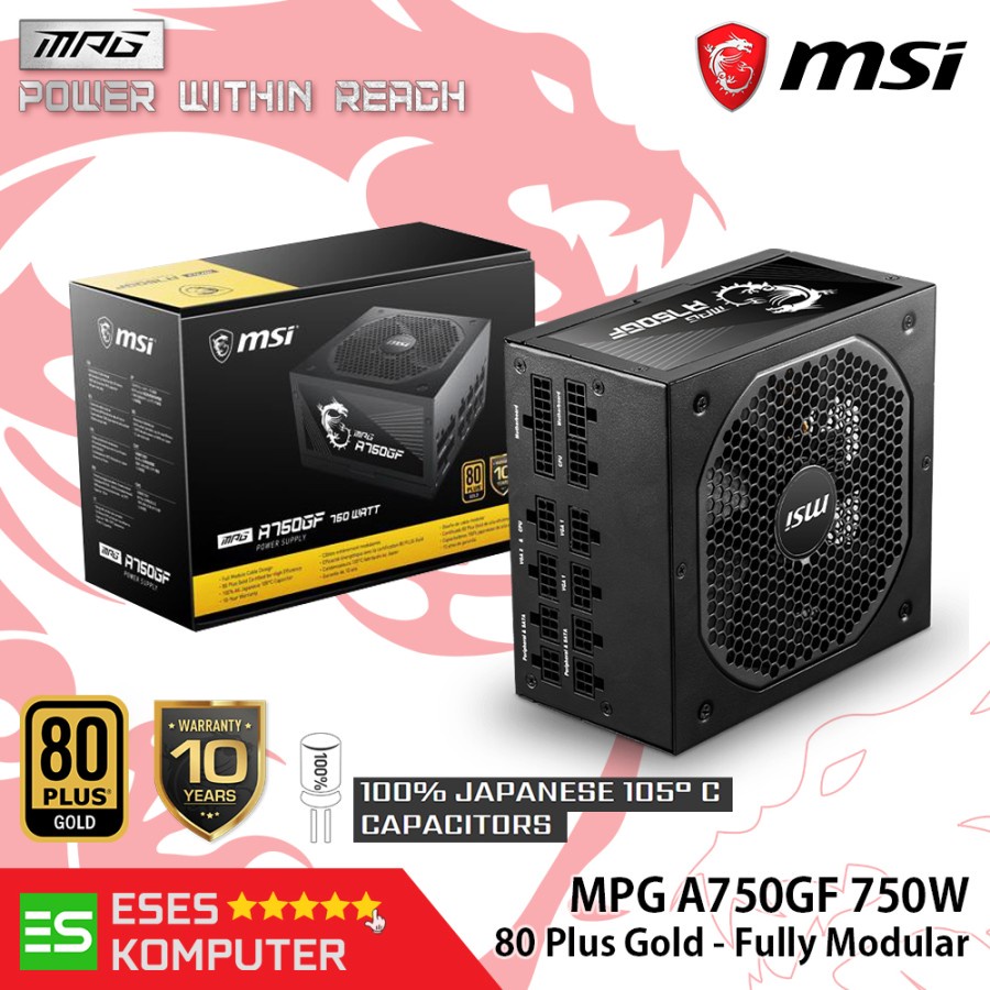 PSU MSI MPG A750GF 750W - 80 Plus Gold - Full Modular