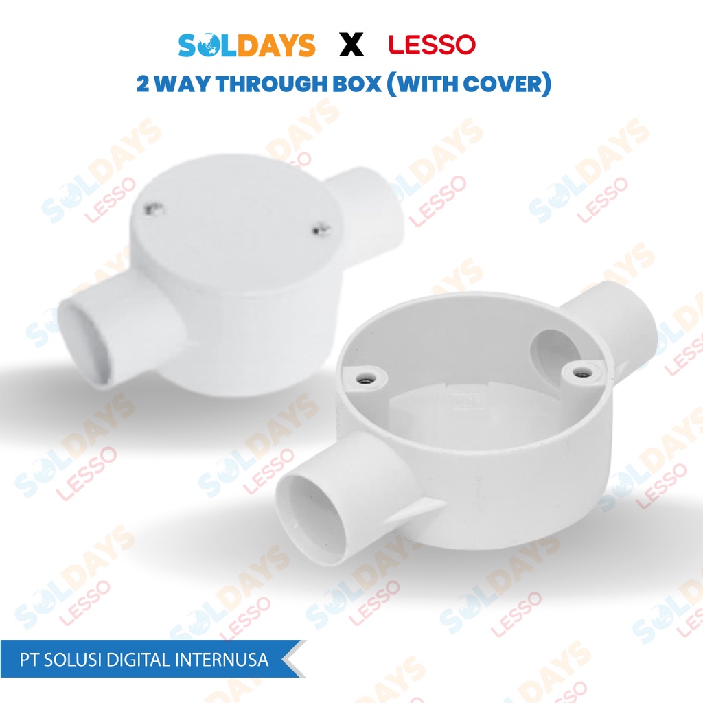 Lesso 2 Way Through Box With Cover 65x40/2l/20 / Tee Dus Cabang 2 (Tduss) 20mm / Conduit