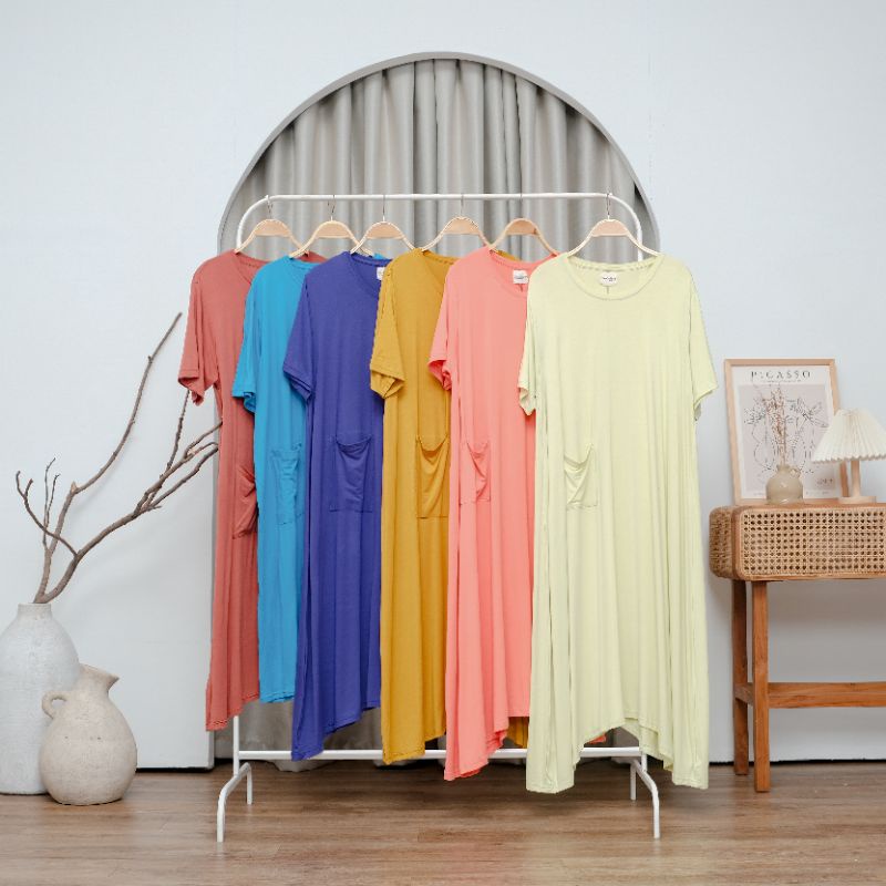 Basic Homedress | Daster Busui Jumbo | Midi dress Busui Jumbo | Dress Oversized | Daster Rayon Spand