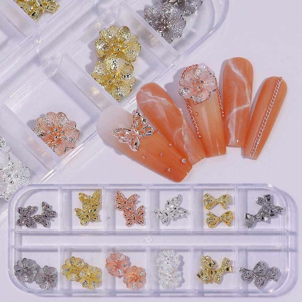 AUGUSTINA Augustina Bow Nail Art Dekorasi Mewah Fashion Ikatan Simpul Manikur Aksesoris Alloy 3D Nail Jewelry