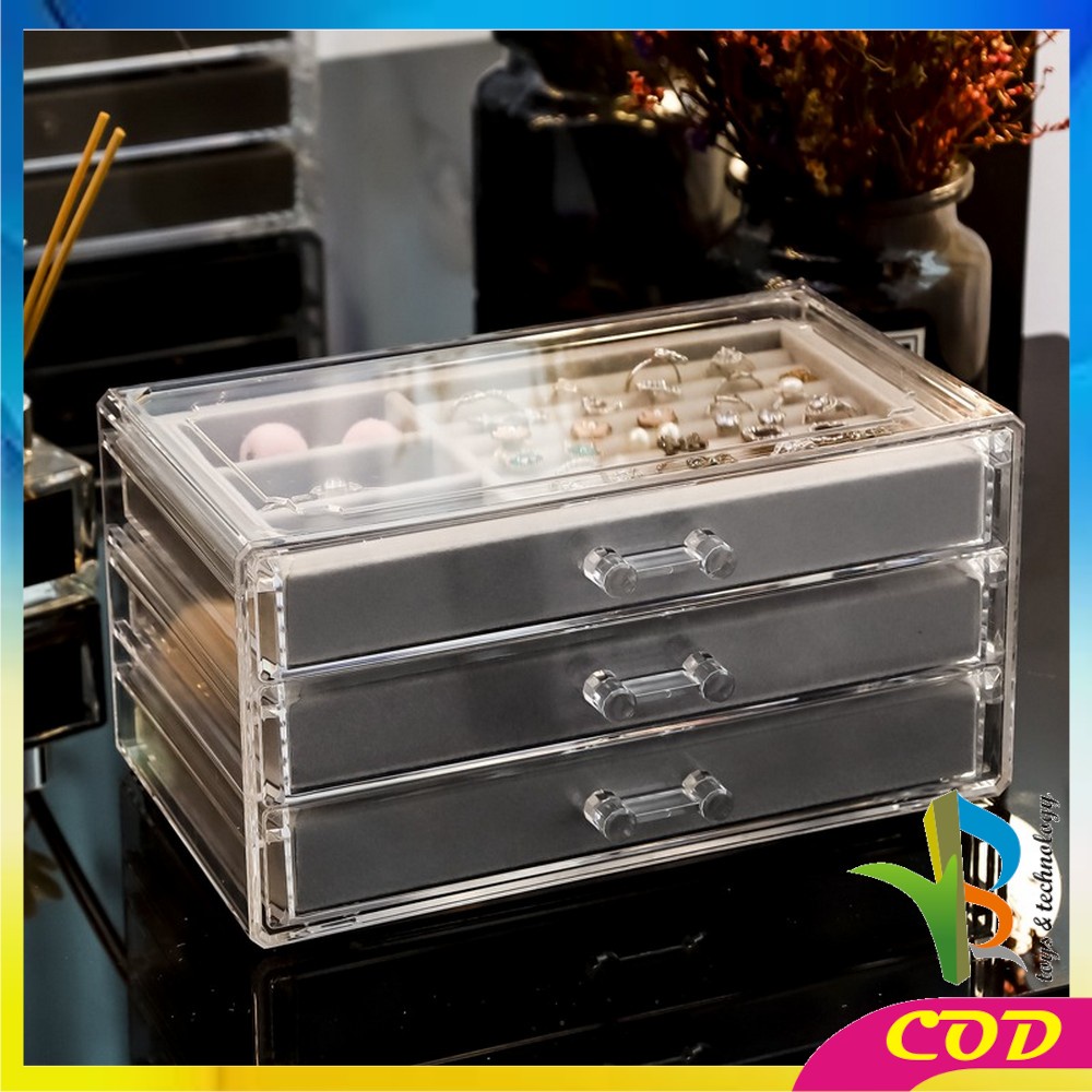 RB-K21 Rak Perhiasan 3 Laci Jewelry Box Organizer Rak Penyimpanan Kalung / Cincin / Gelang