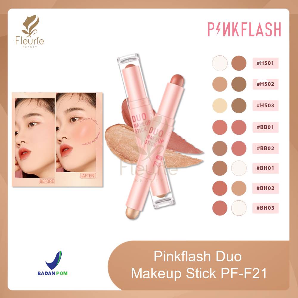 PINKFLASH Duo Makeup Stick - Blush On &amp; Highlighter Original BPOM