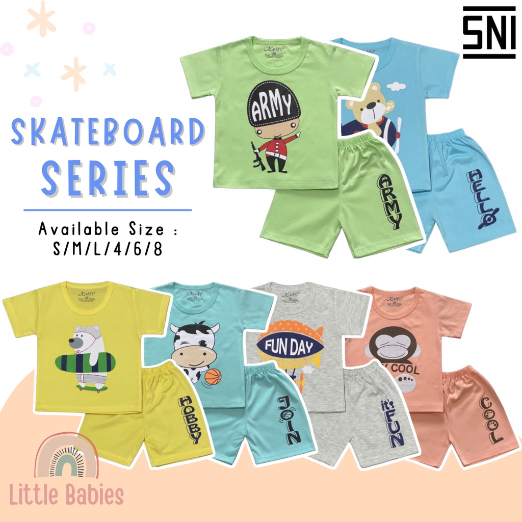 SETELAN BAJU ANAK COWOK 1-8 TAHUN &quot;SKATEBOARD EDITION&quot; / SETELAN BAJU ANAK KELFI