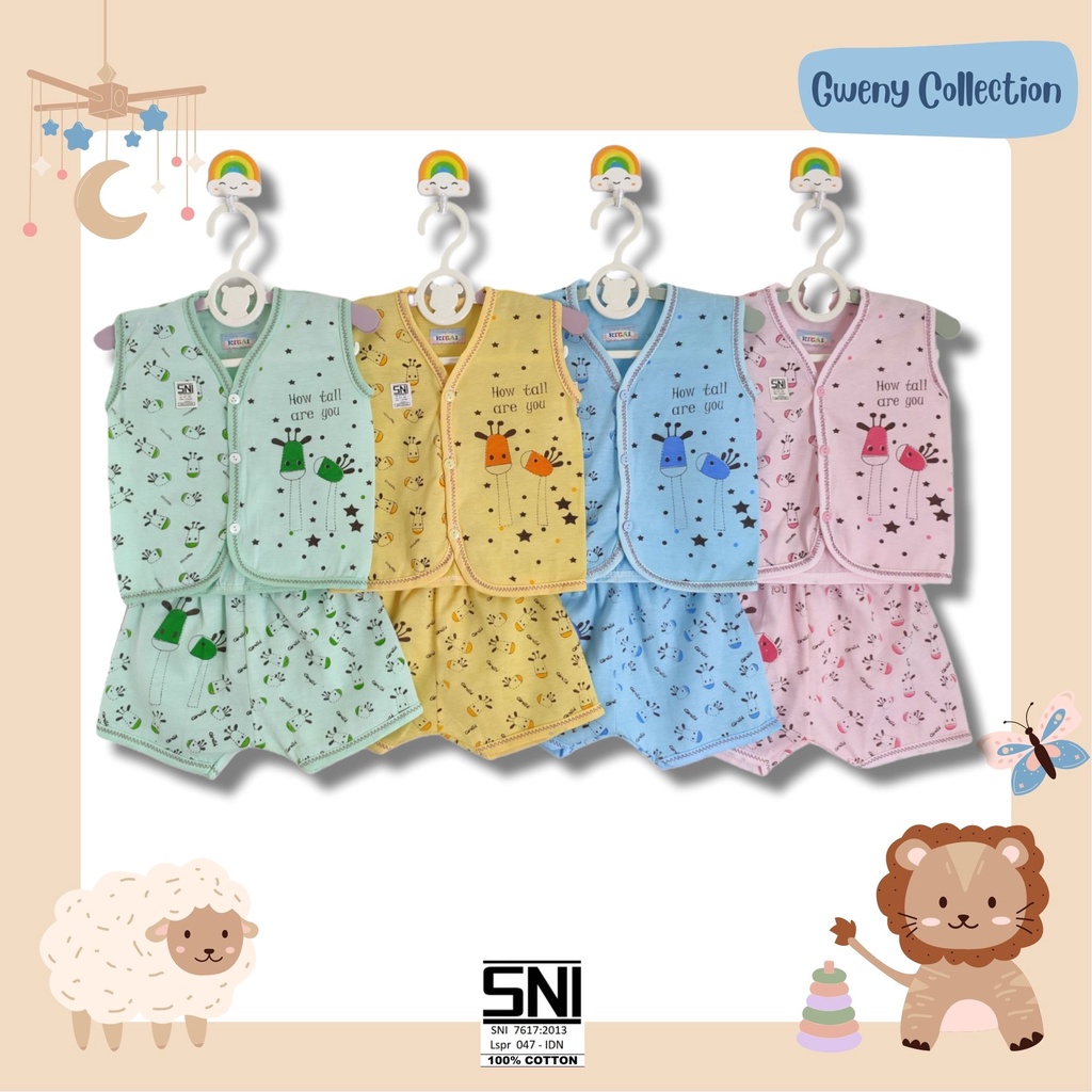 BAJU SETELAN BAYI/NEWBORN BAJU PIYAMA ANAK UNISEX LENGAN PANJANG,LENGAN PENDEK, TANPA LENGAN MOTIF JERAPAH(AW)