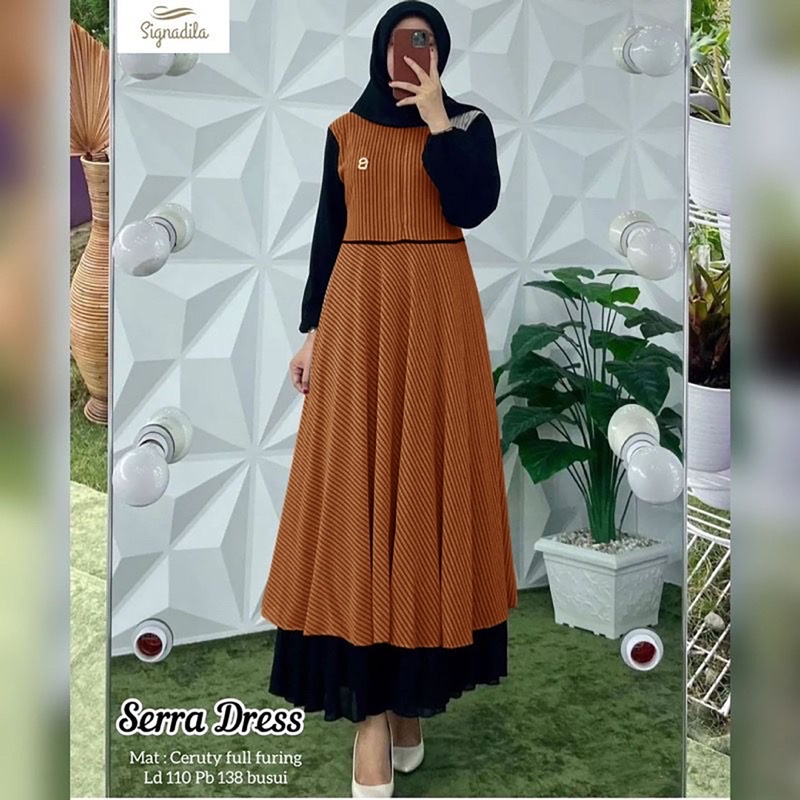 Serra Dress Ld110 - Gamis Ceruty Full Furing Babydoll Premium / Bonita Maxy Benita maxy 516-7099