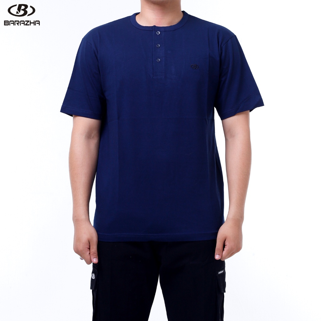 Barazha Unisex Kaos Polos Kancing Reguler Navy