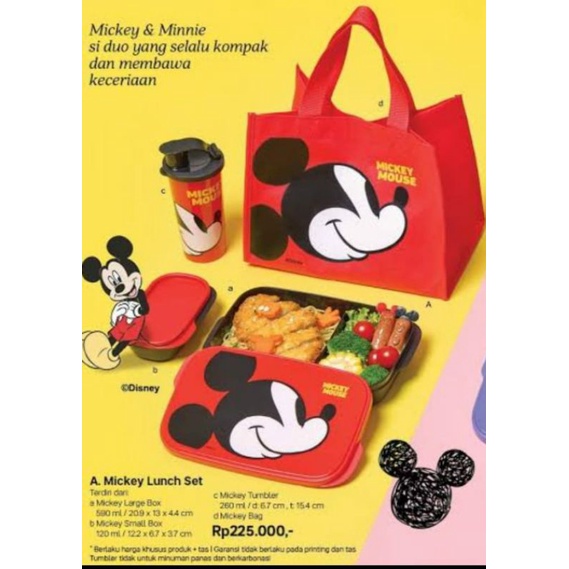 Mickey Minnie meal set tupperware / Mickey Lunch Box Tupperware / Tempat Bekal anak / tempat bekal