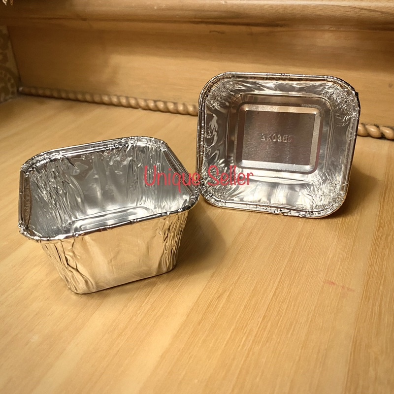 Aluminium Foil Cup BX 0350 Tanpa Tutup / Aluminium Foil Kotak 7x6 cm / Aluminium Foil Tray 9x8 6x5 cm / Alufoil Tray BX 0350 + Tutup Mika