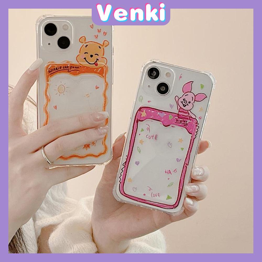 Case iPhone 14 Pro Max Card Holder Case Transparent Simple Case Card Storage Cute Bear Camera Protection Shockproof For iPhone 14 13 12 11 Plus Pro Max 7 Plus X XR