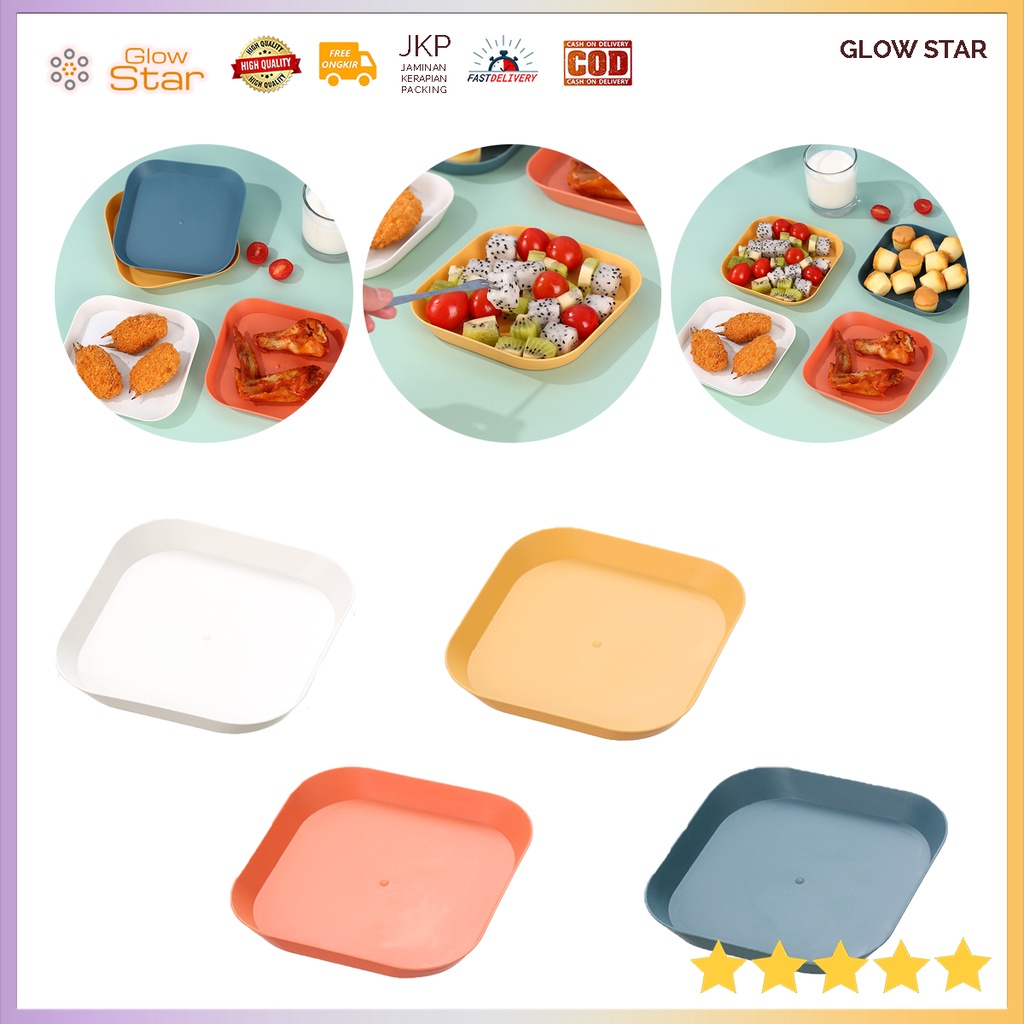 Piring plate suki saji 13.5 cm plastik kotak piring bahan bumbu masak, piring buah salad BPA Free Jerami Gandum / Wheat Straw Plastic Plate Multifungsi ceper