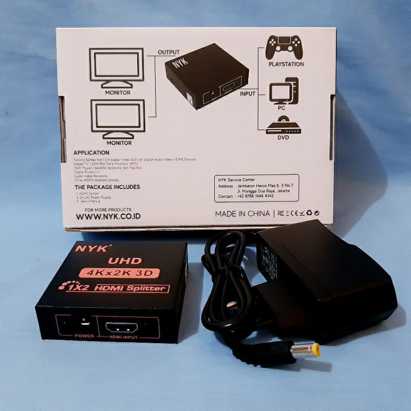 HDMI SPLITTER 2 PORT NYK 1-2  IN 1 OUT 2 - CONVERTER SPLITTER HDMI FULL HD 2 PORT RESOLUSI MAXIMAL 1920 PIXEL
