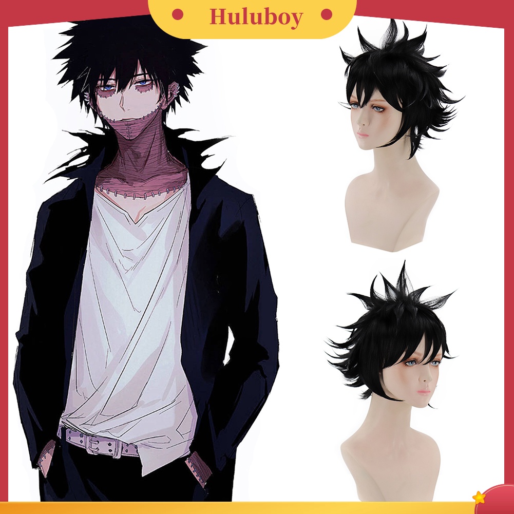 Wig Cosplay Model Pendek Bahan Serat Suhu Tinggi Warna Hitam Untuk Pria Dan Wanita