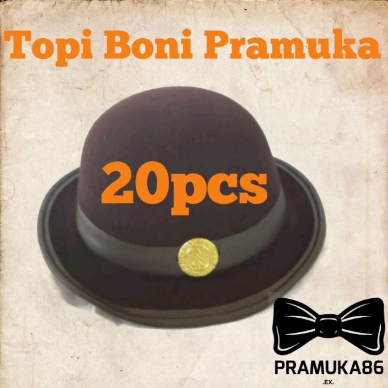 (20pcs) Grosir Topi Boni Cewe Pramuka Laken - Topi Boni Perempuan Laken Peamuka Isi 20pcs