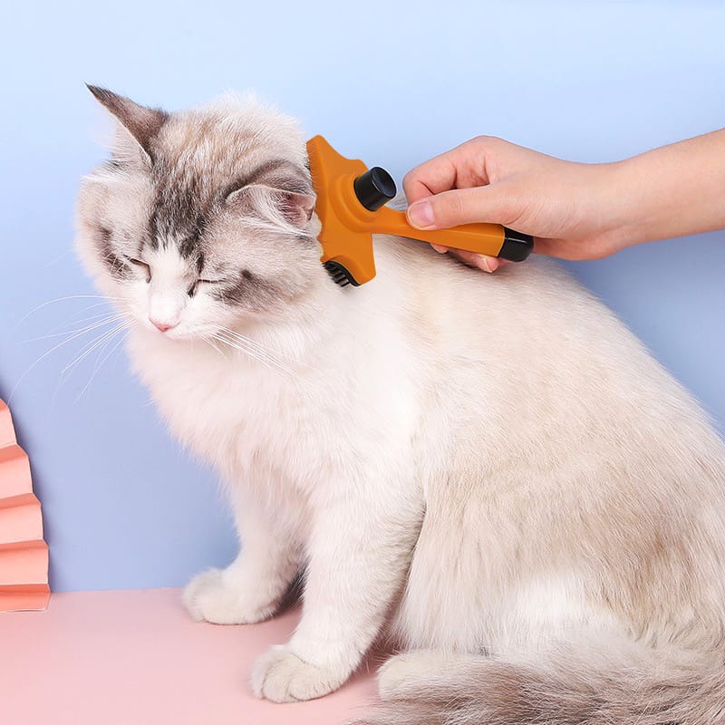 Slicker Bulu kucing dan sisir anjing / Sisir Bulu Auto Cleansing Untuk Anjing dan Kucing