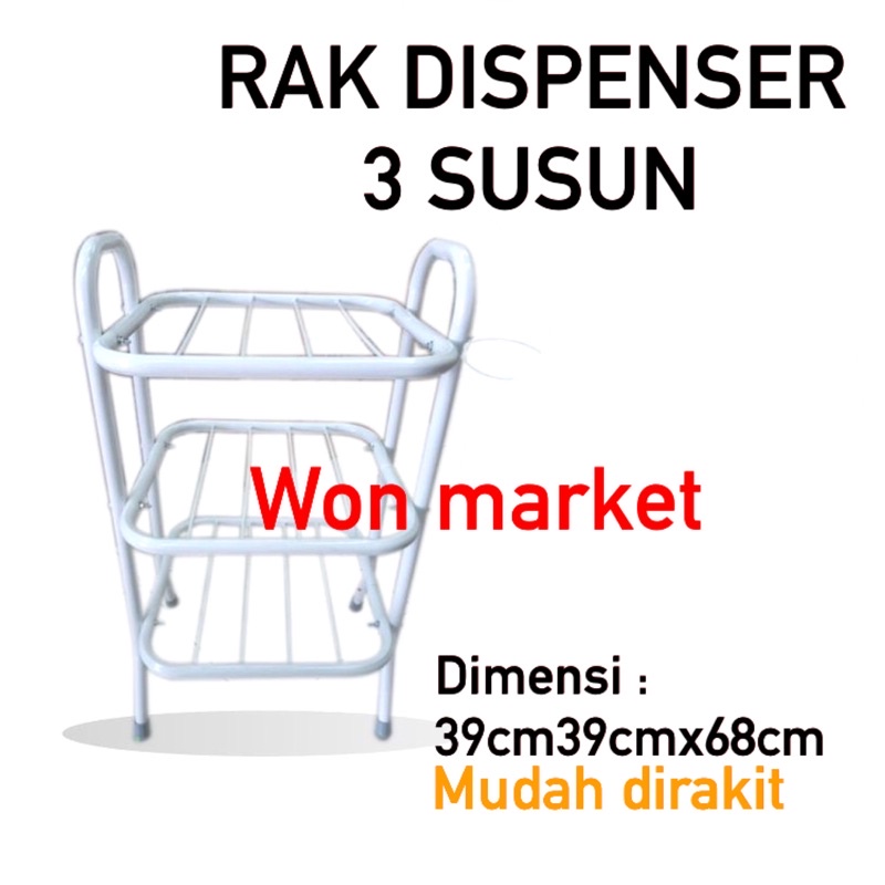 rak dispenser 3 susun | rak dapur | rak galon | rak rice cooker | rak murah | rak putih | rak 3 susun putih