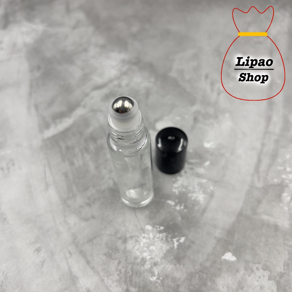 Botol Roll On 10ml Kaca Tebal Clear Bening Bola Roller Besi Stainless Essential Oil Parfum Refill