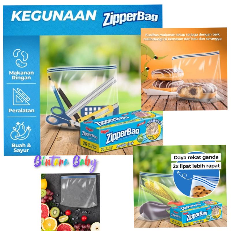 ECERAN Bagus Double Zipper Bag Plastik Makanan BPA Free Food Grade Penyimpan Zipperbag ECER Easy Slider Pouch bag Bagus Plastik Makanan