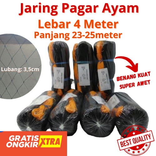 Jaring Pagar Ayam Jaring Ayam 4 meter x 25meter Berkualitas Benang Tebal 100%