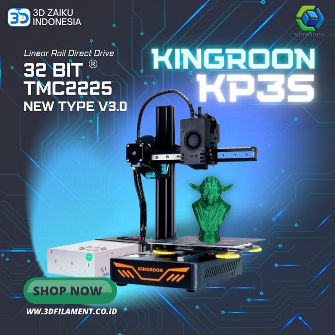 Promo 3D Printer Kingroon KP3S NEW Linear Rail Direct Drive 32 Bit TMC2225